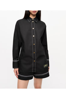 Cotton Poplin Raglan Shirt | Black