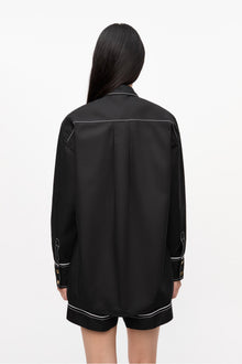 Cotton Poplin Raglan Shirt | Black