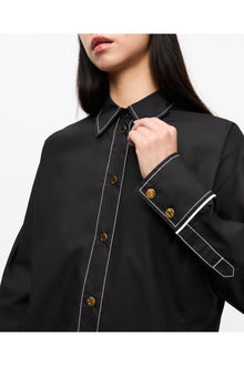 Cotton Poplin Raglan Shirt | Black
