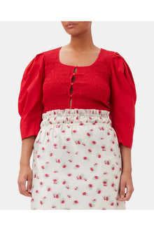 Cotton Poplin Smock Blouse | Racing Red