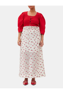 Cotton Poplin Smock Blouse | Racing Red