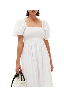 Cotton Poplin Smock Maxi Dress | Bright White