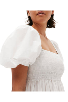 Cotton Poplin Smock Maxi Dress | Bright White