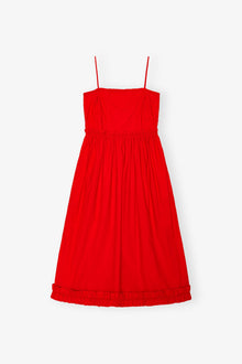 Cotton Poplin Strap Dress | Racing Red