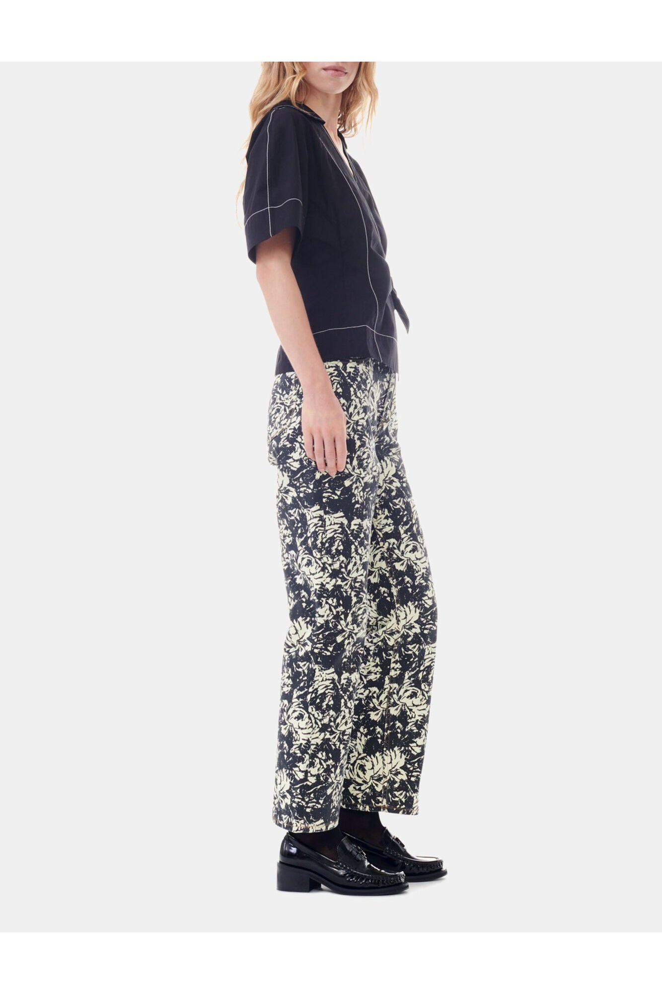 Cotton Poplin Wrap Blouse | Black