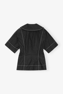 Cotton Poplin Wrap Blouse | Black