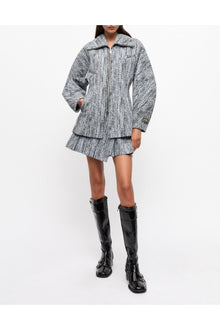 Cotton Tweed Curve Sleeve Jacket | Celestial Blue