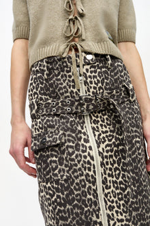 Cotton Tweed Midi Skirt | Leopard