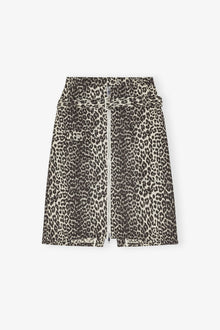Cotton Tweed Midi Skirt | Leopard