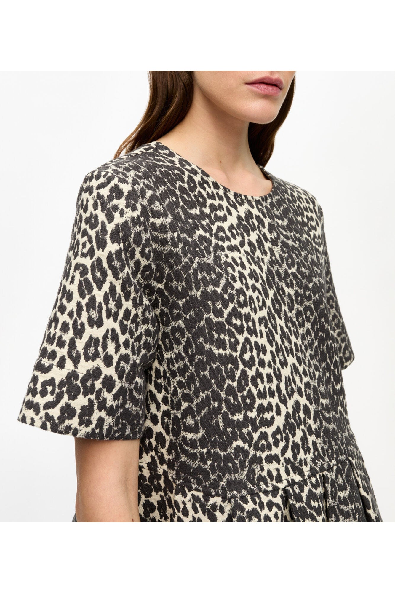 Cotton Tweed Mini Dress | Leopard