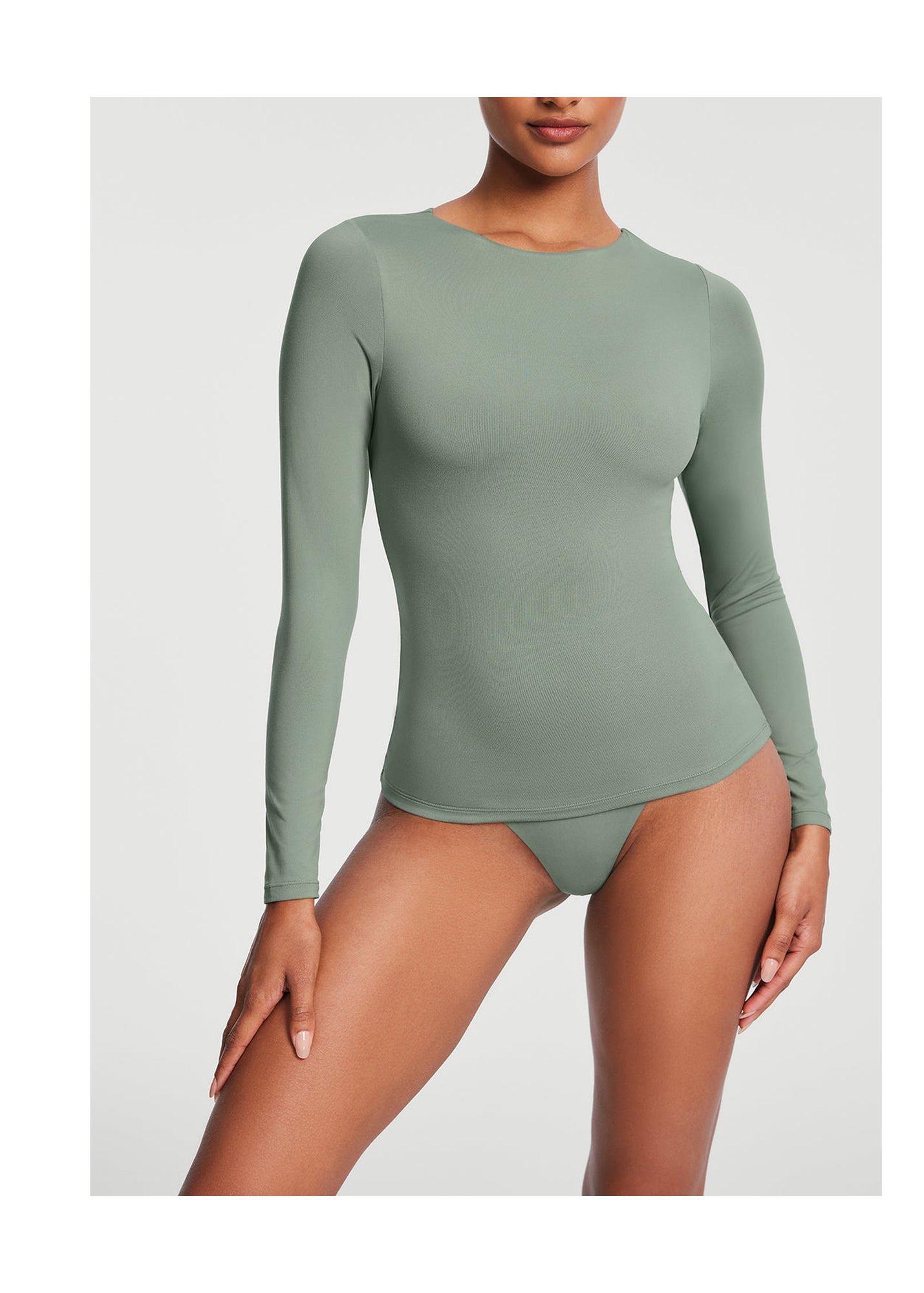 Crew Neck Long Sleeve Top | Sage Green