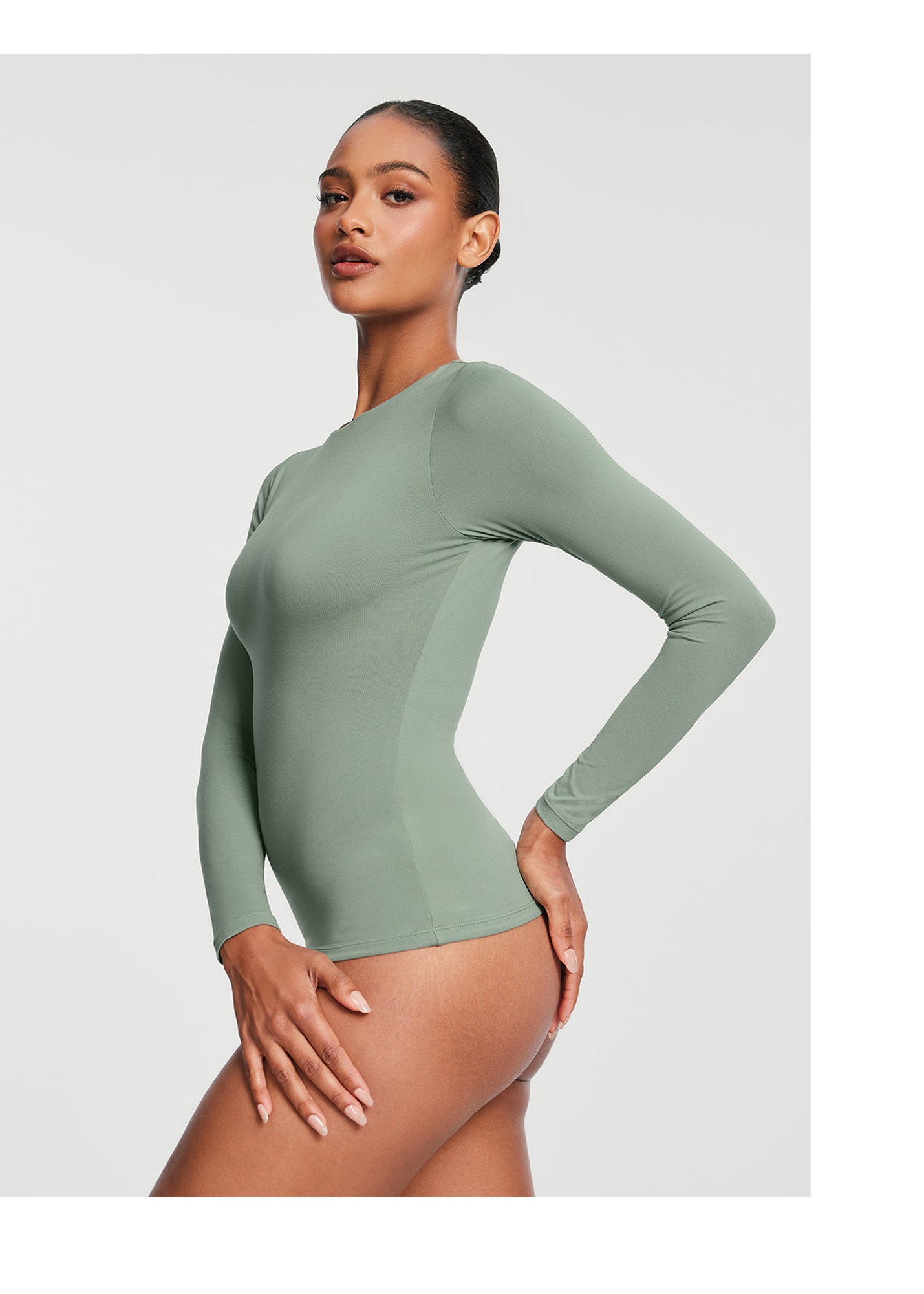 Crew Neck Long Sleeve Top | Sage Green