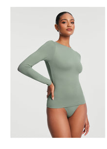 Crew Neck Long Sleeve Top | Sage Green