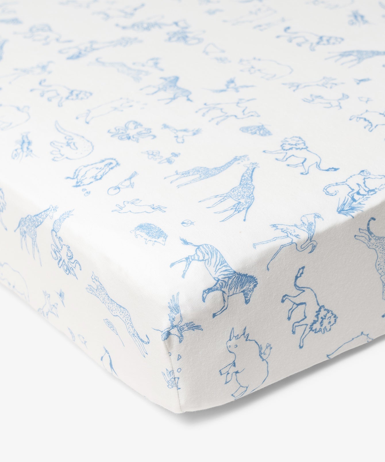 Kids Unisex | Crib Sheet | Blue/White