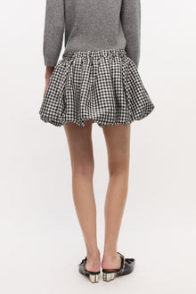 Crinkled Check Mini Bubble Skirt | Black