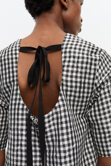 Crinkled Check Mini Dress | Black