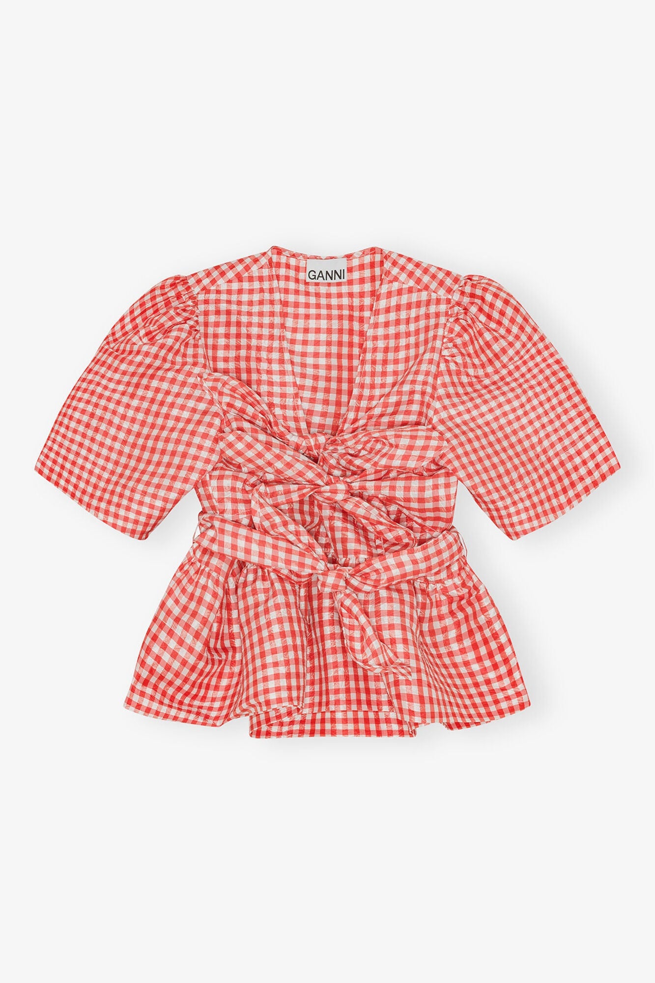 Crinkled Check Taffeta Blouse | Red Alert