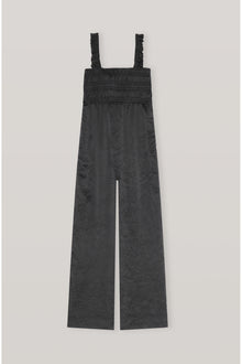 Crinkled Satin Jumpsuit | Black