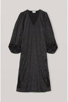 Crinkled Satin Midi Dress | Black
