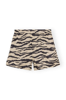 Crinkled Satin Shorts | Pale Khaki
