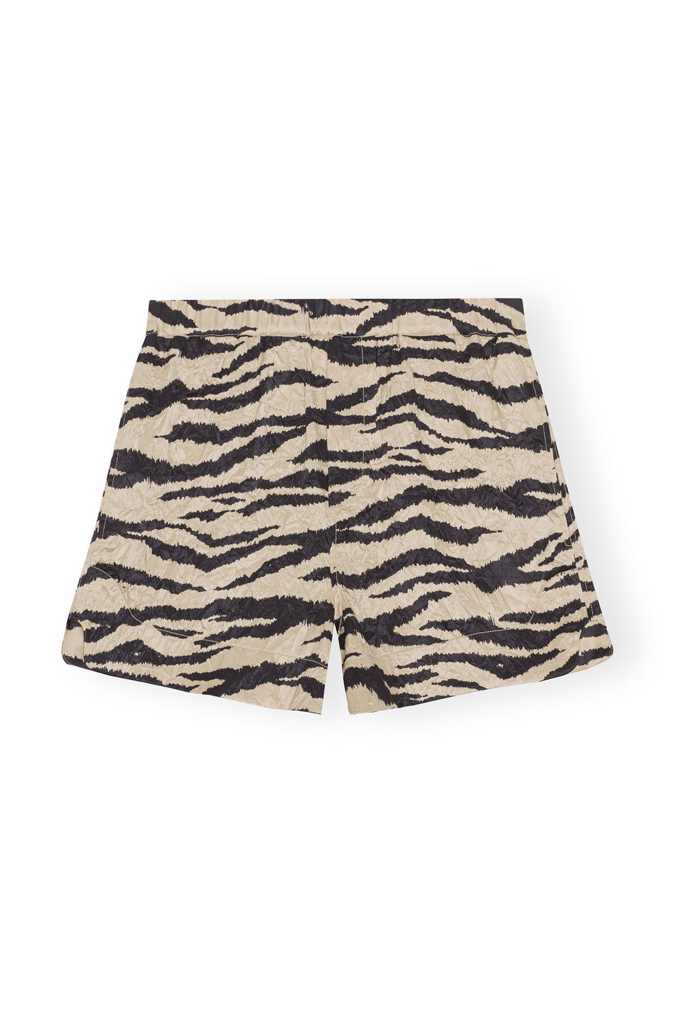 Crinkled Satin Shorts | Pale Khaki