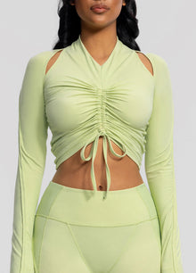 Drawstring Crop Top | Cool Matcha