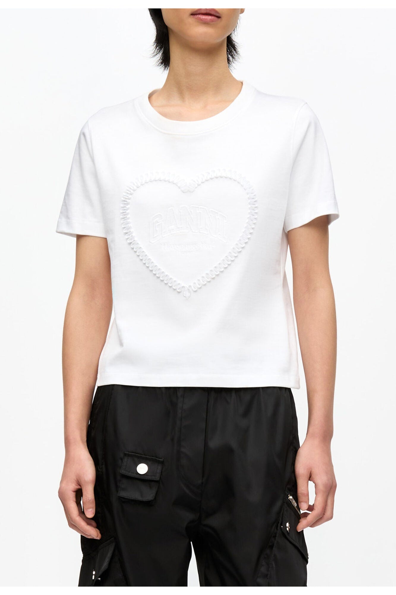 Cropped Heart T Shirt | Bright White