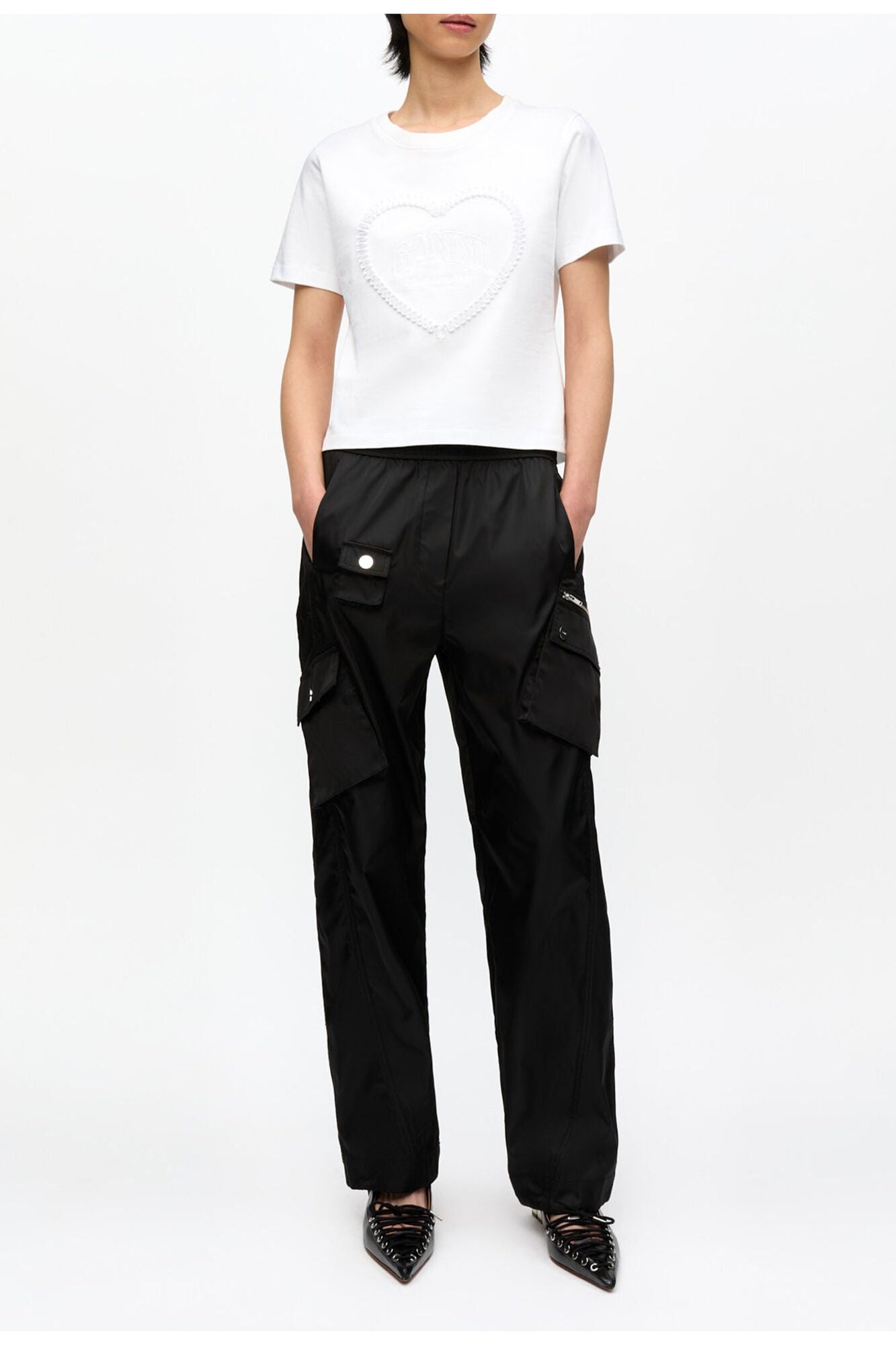 Cropped Heart T Shirt | Bright White