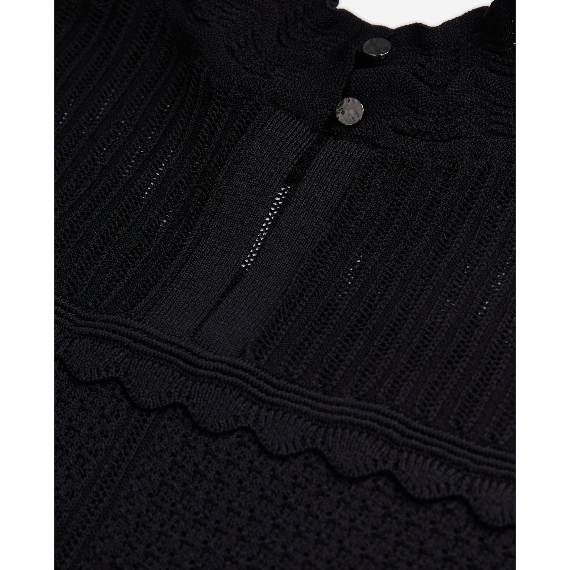 Cropped Openwork Knit Sweater | Women | Black