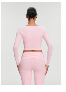 Cropped Round Neck Top | Ballet Pink