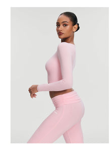 Cropped Round Neck Top | Ballet Pink