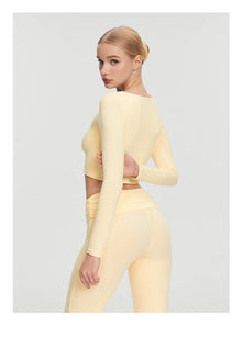 Cropped Round Neck Top | Lemon Meringue