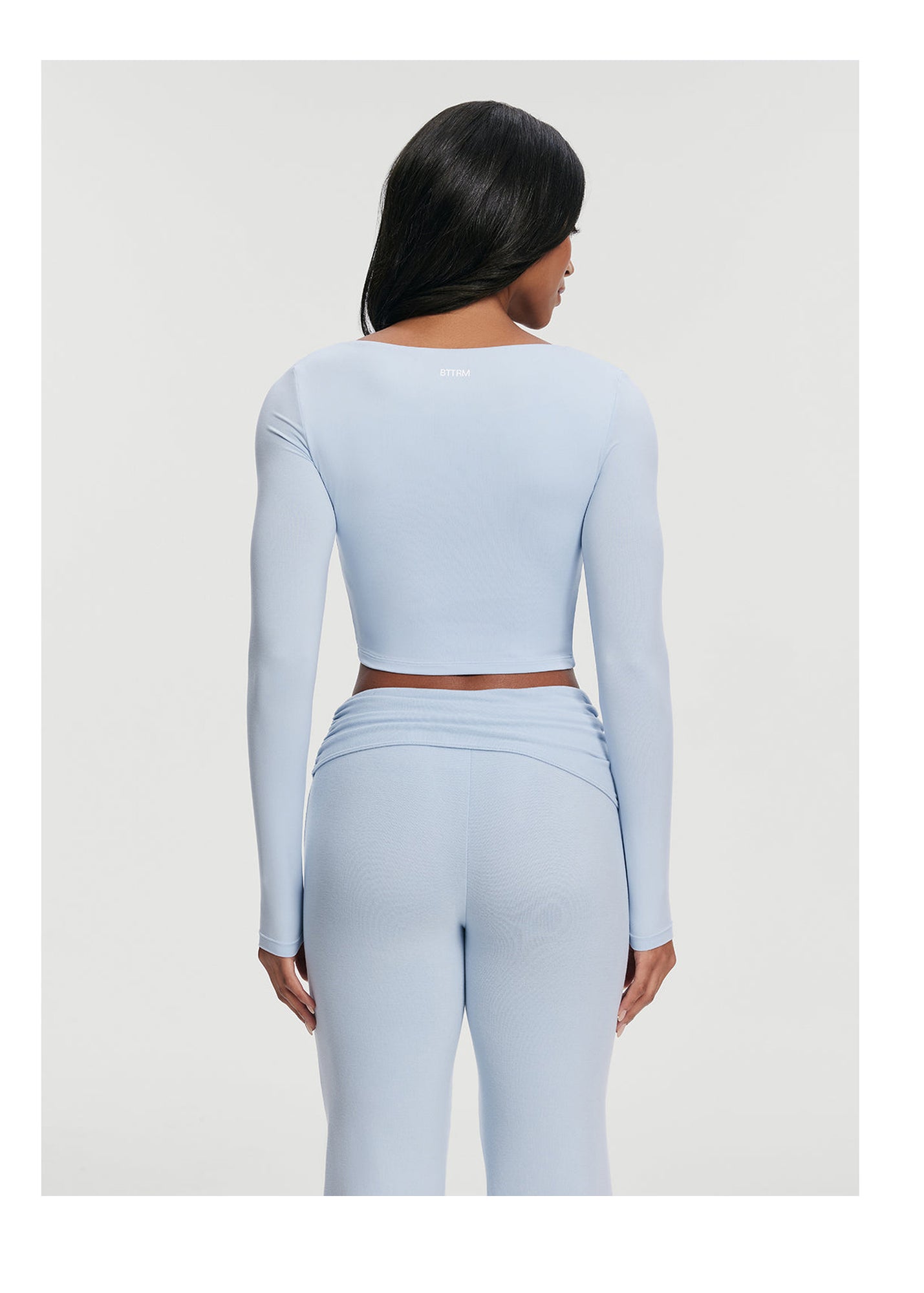 Cropped Round Neck Top | Sky Blue
