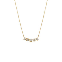 14K Gold Lab Grown Diamond Emerald Bezel Curved Bar Necklace 14K - Adina's Jewels