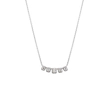 14K White Gold Lab Grown Diamond Emerald Bezel Curved Bar Necklace 14K - Adina's Jewels