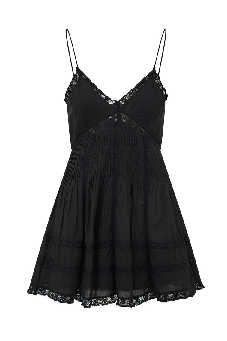 Docila Heritage Cotton Mini Dress | Black