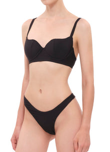 Womens | Pyxis Ribbed High Rise Bikini Bottom | Black