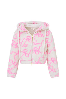Darcelle Bow Print Teddy Bomber | Pastry Pink