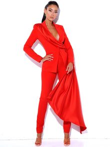 Vayla Skinny Fit Crepe Trousers | Red