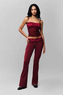 Womens | Ruched Chiffon Knit Tank | Pink Multi Bordeaux