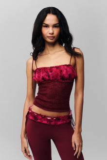 Womens | Ruched Chiffon Knit Tank | Pink Multi Bordeaux