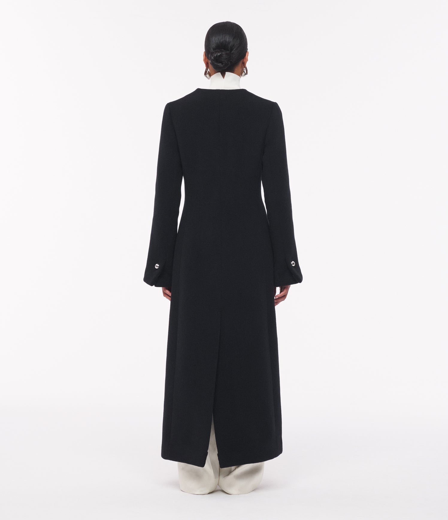 Another Tomorrow Cashmere Deep V Scarf Coat in Black – Wool Women's Outerwear
