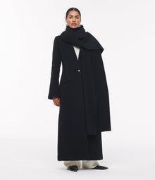 Another Tomorrow Cashmere Deep V Scarf Coat in Black – Wool Women's Outerwear
