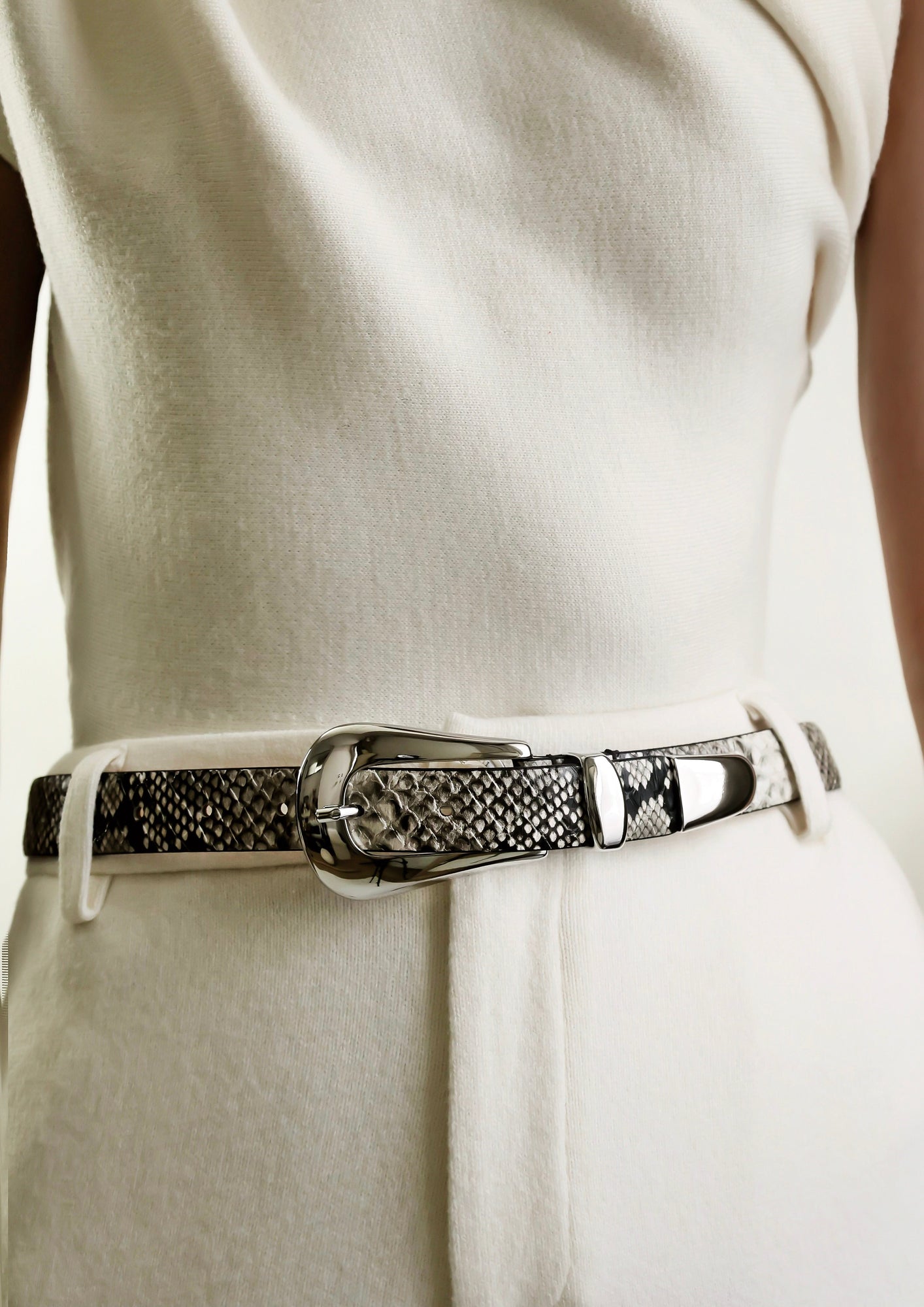 Colette Belt | Snake Beige & Silver