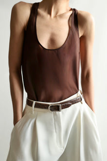 Mija Belt | Brown Ostrich & Silver