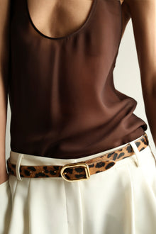 Mija Calf Hair Belt | Dark Jaguar & 24K Gold