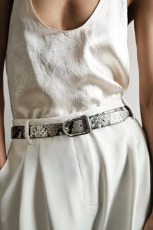 Mija Belt | Beige Snake & Silver