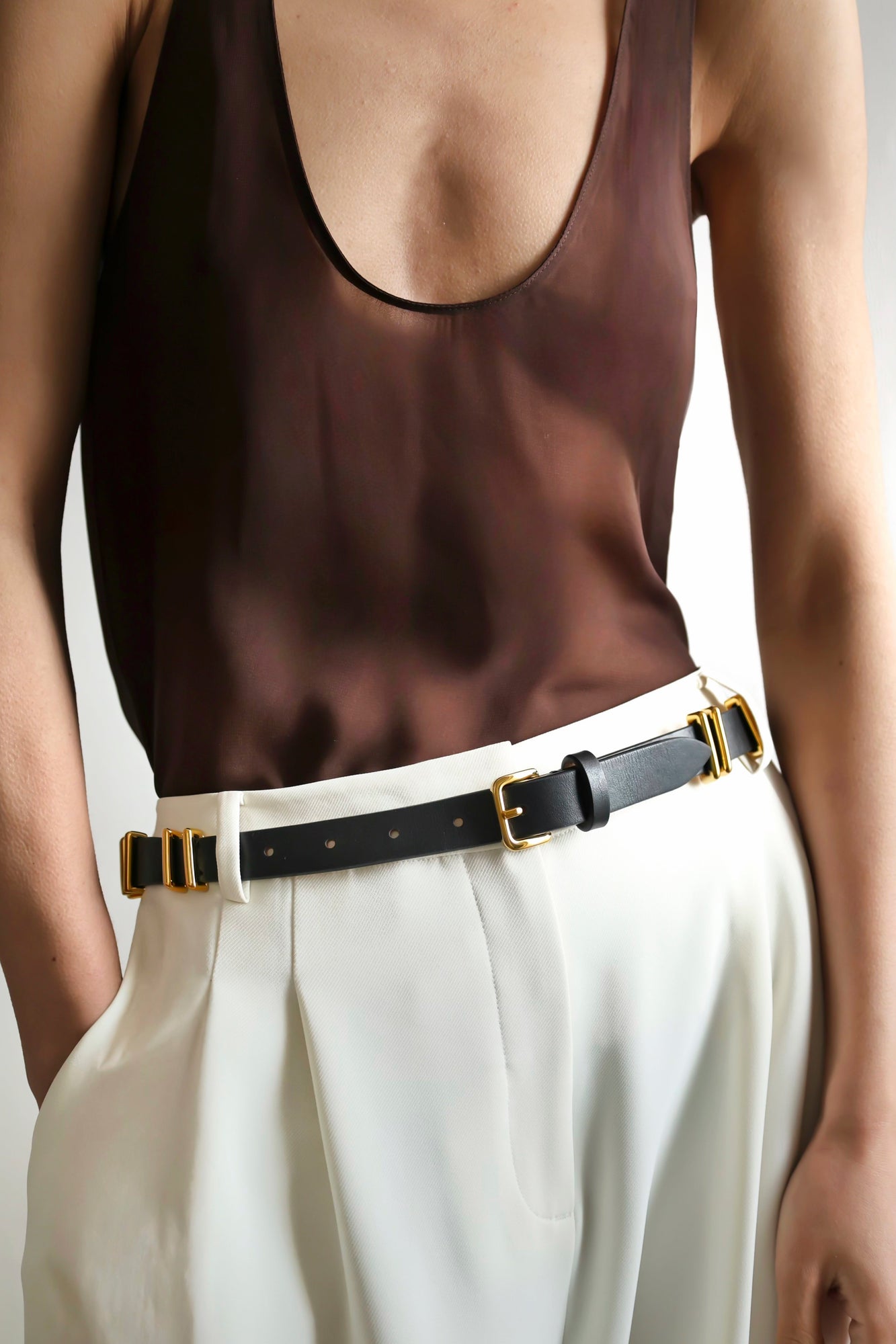 Richa Single Wrap Belt | Black & 24K Gold