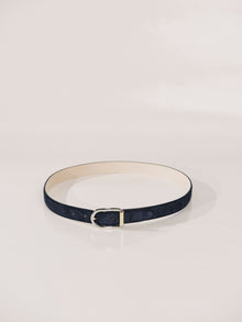 Mija Suede Belt | Deep Navy & Silver & 24K Gold