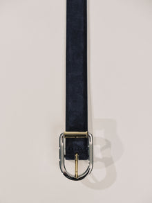 Mija Suede Belt | Deep Navy & Silver & 24K Gold